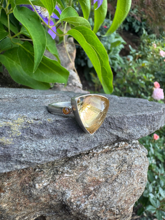 Handmade sterling silver citrine ring-8.75, alternate view