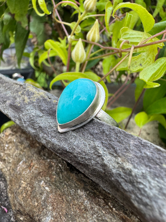 Handmade sterling silver amazonite ring, alternate view