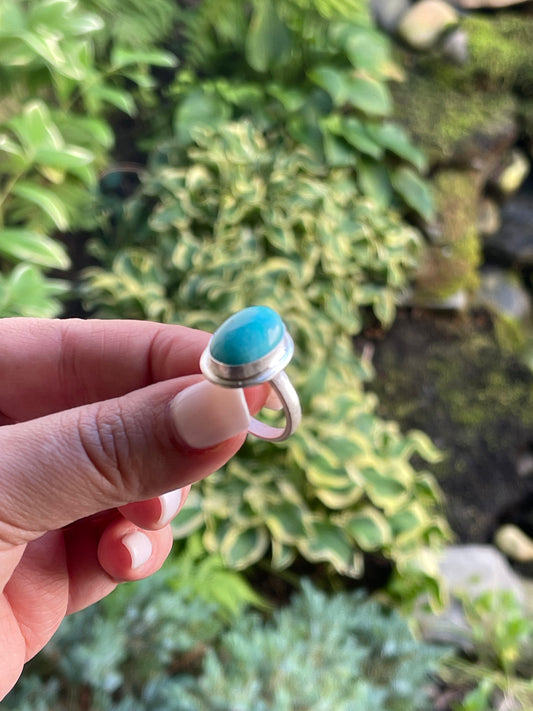 Handmade sterling silver amazonite ring oval, alternate view