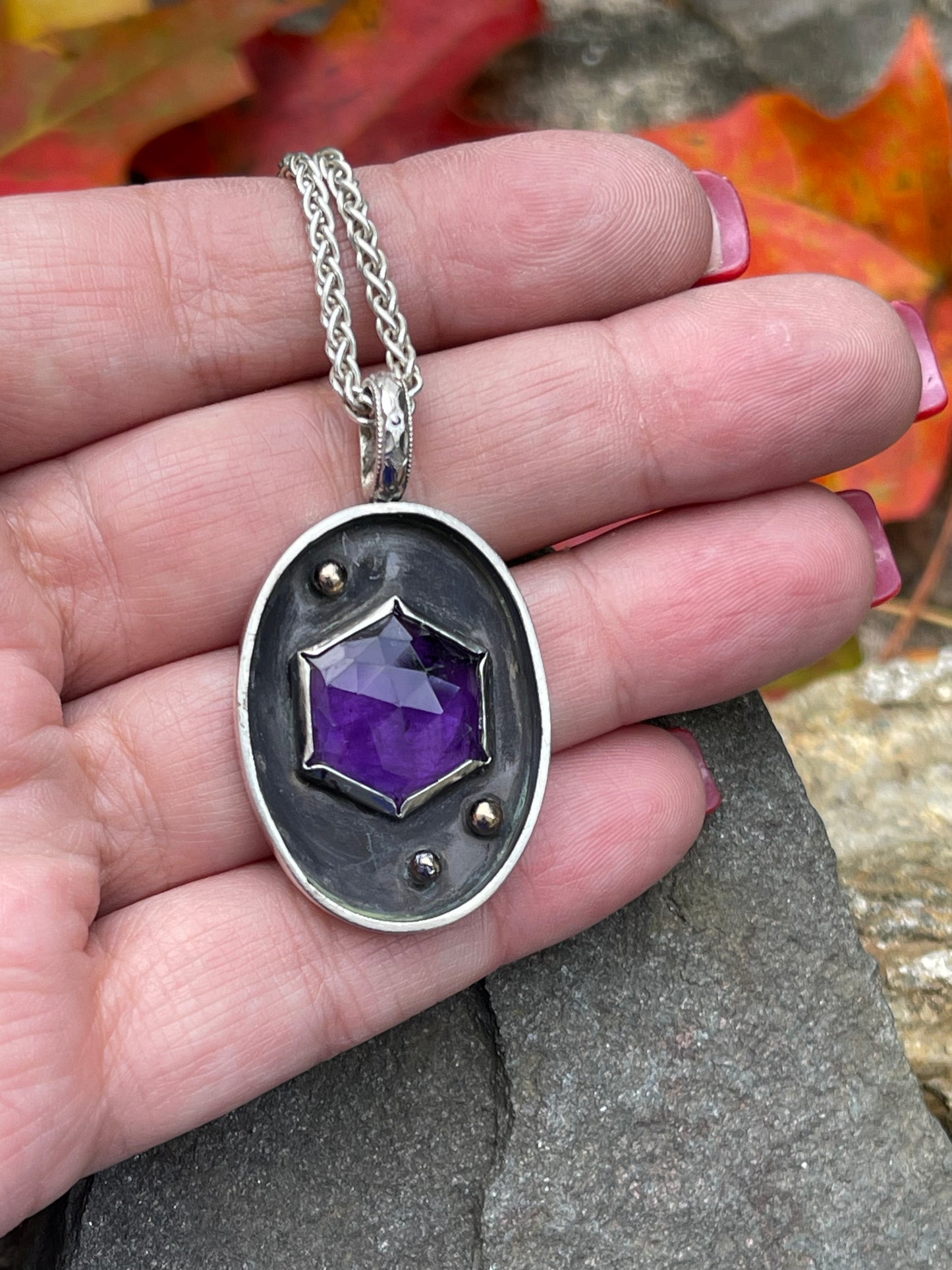 Amethyst Hexagon Pendant