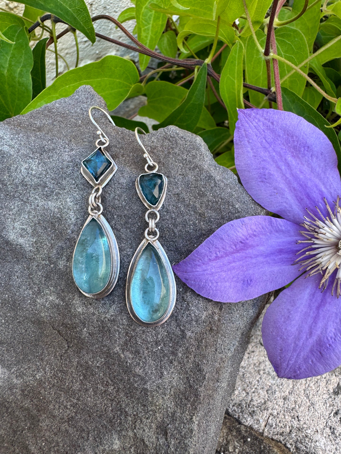 Kyanite (mix) and Aquamarine Earrings