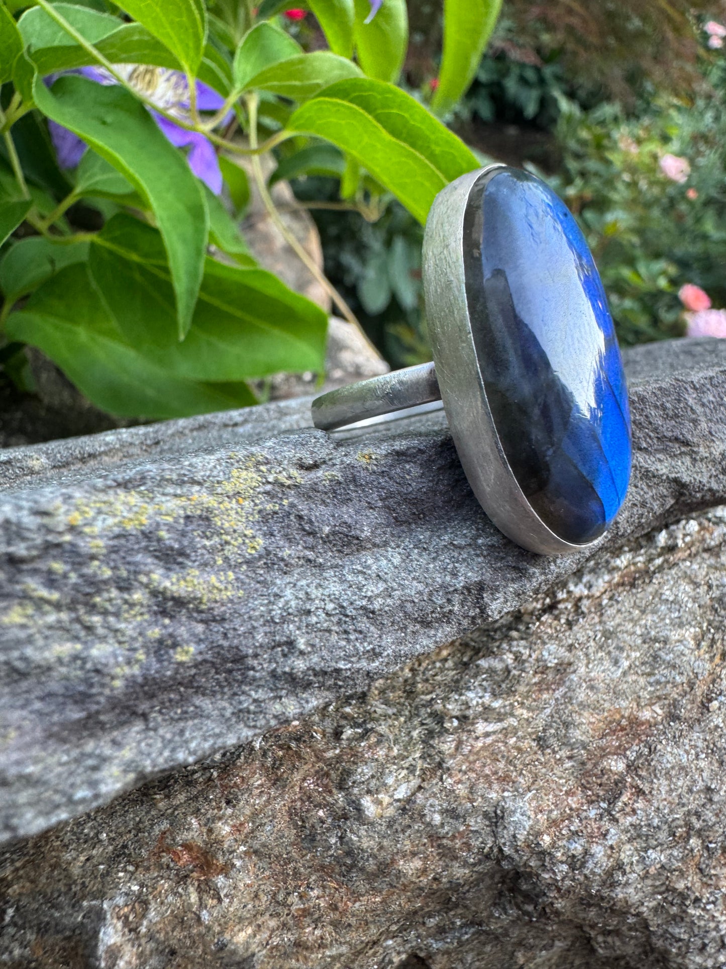 Oval Labradorite Ring - Size 9.25