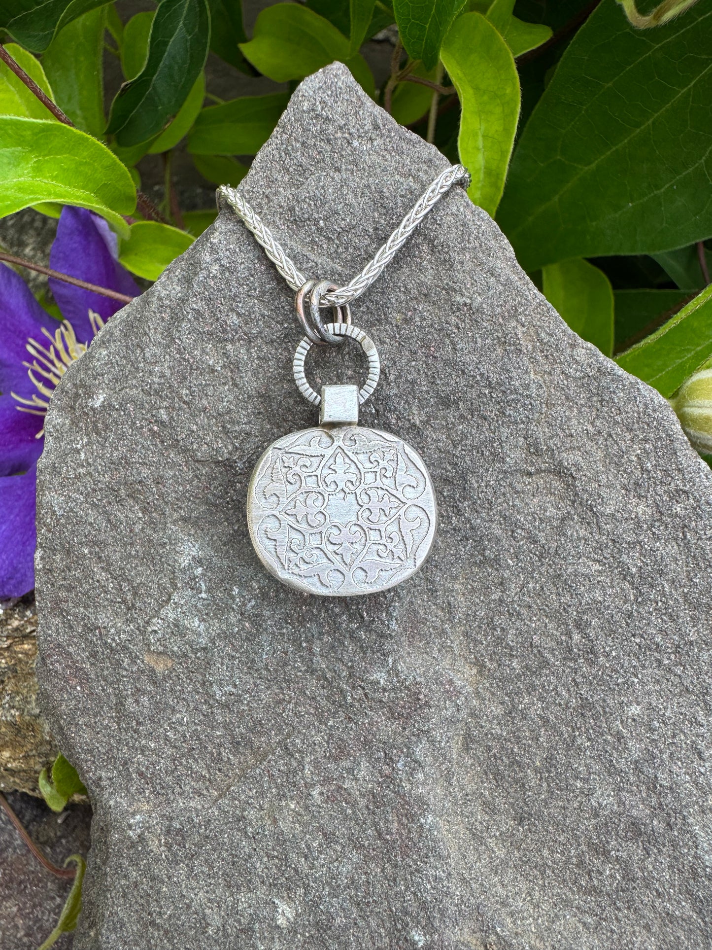 Aquamarine Pendant with textured back