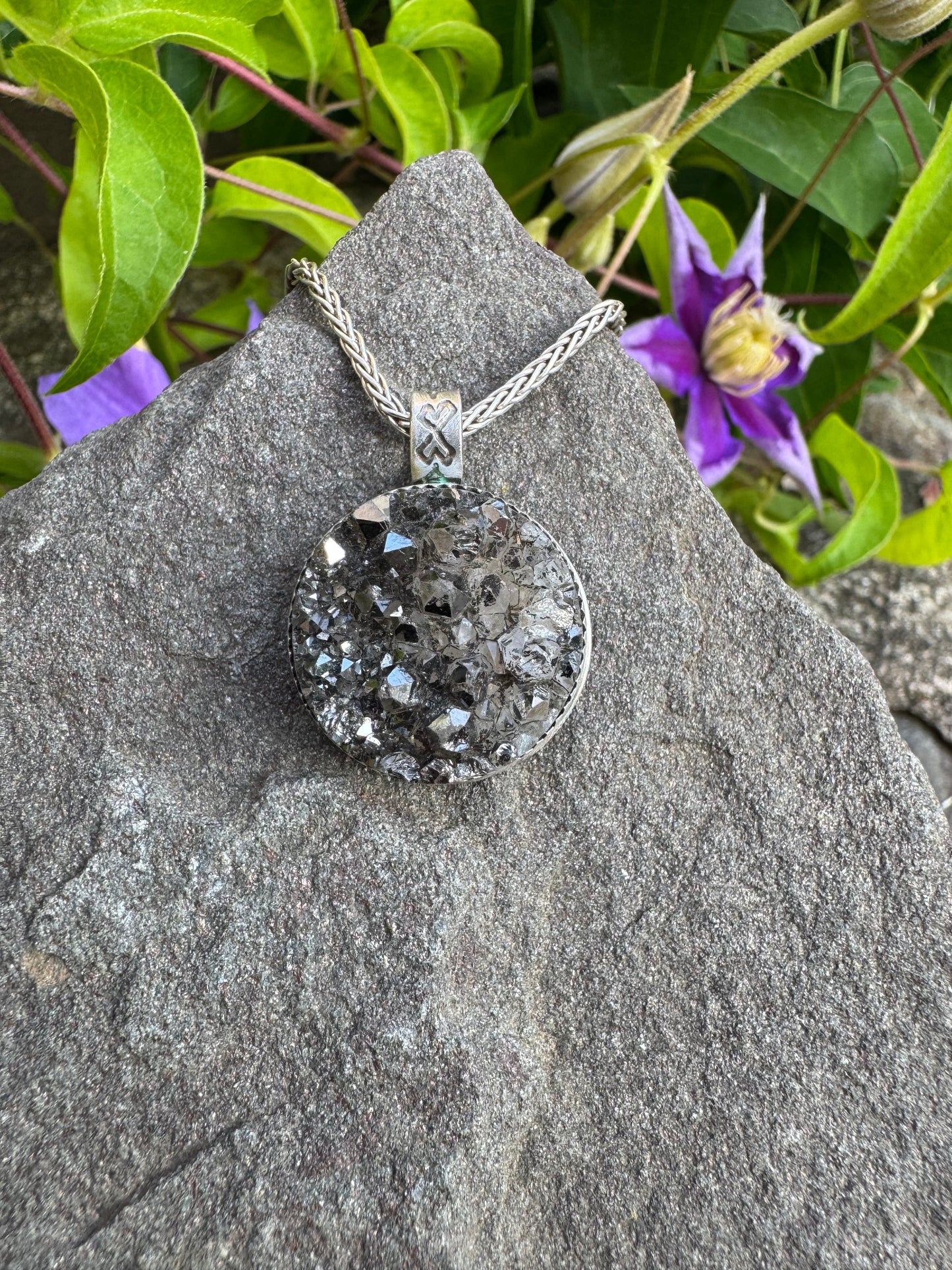 Black Pyrite Druzy Pendant