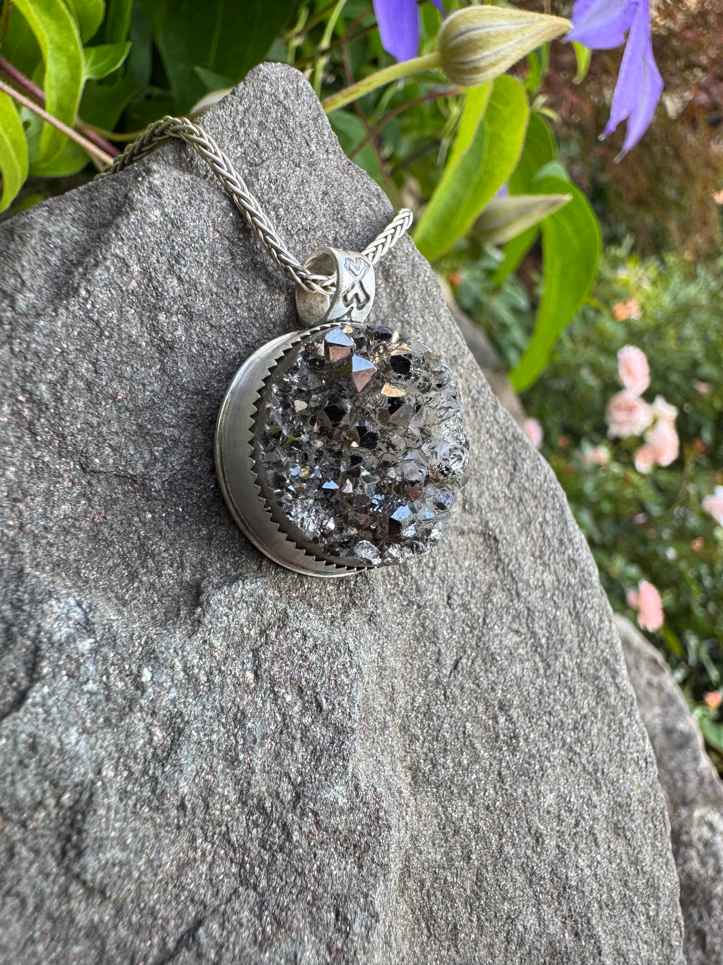 Black Pyrite Druzy Pendant