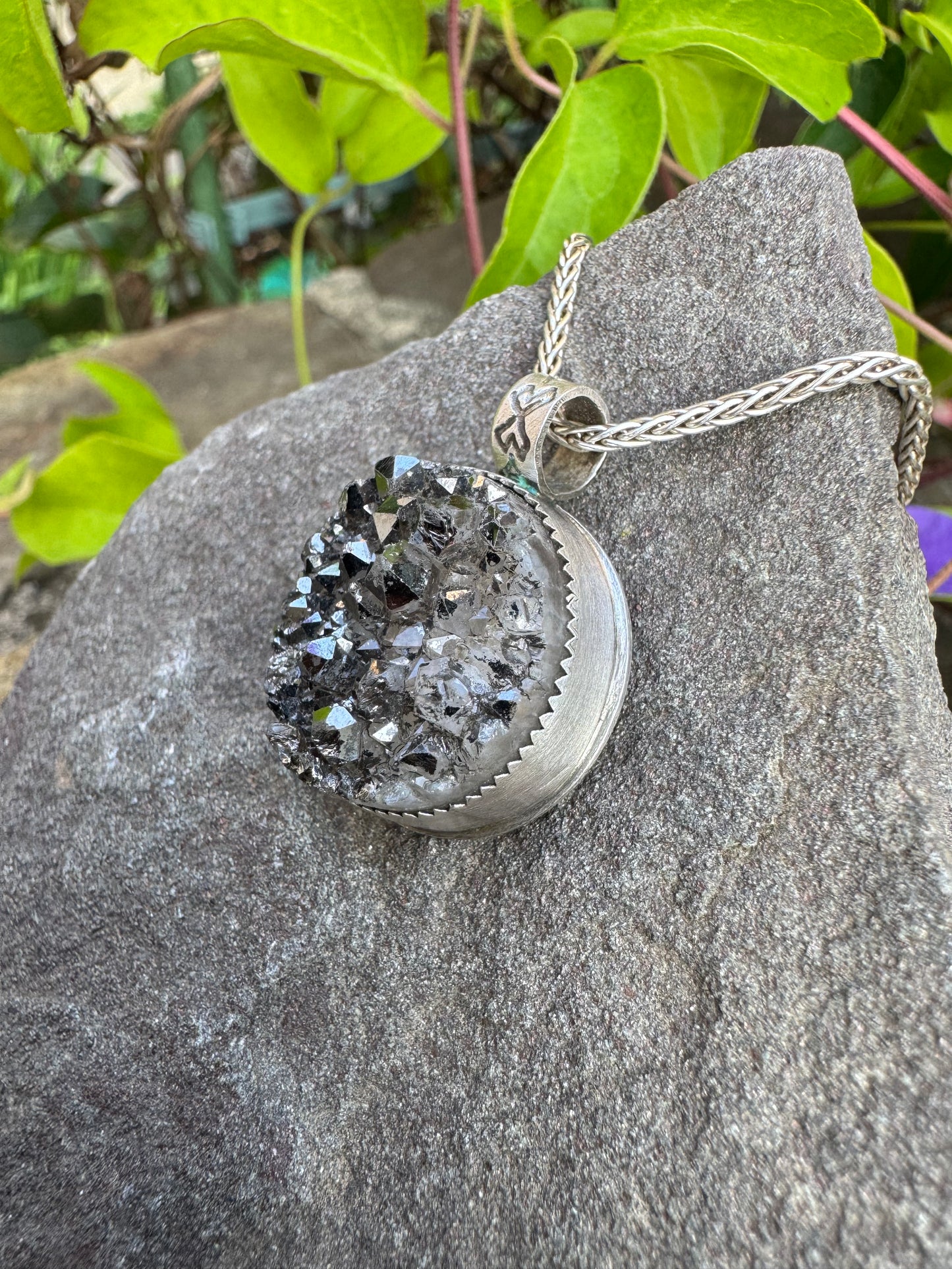 Black Pyrite Druzy Pendant