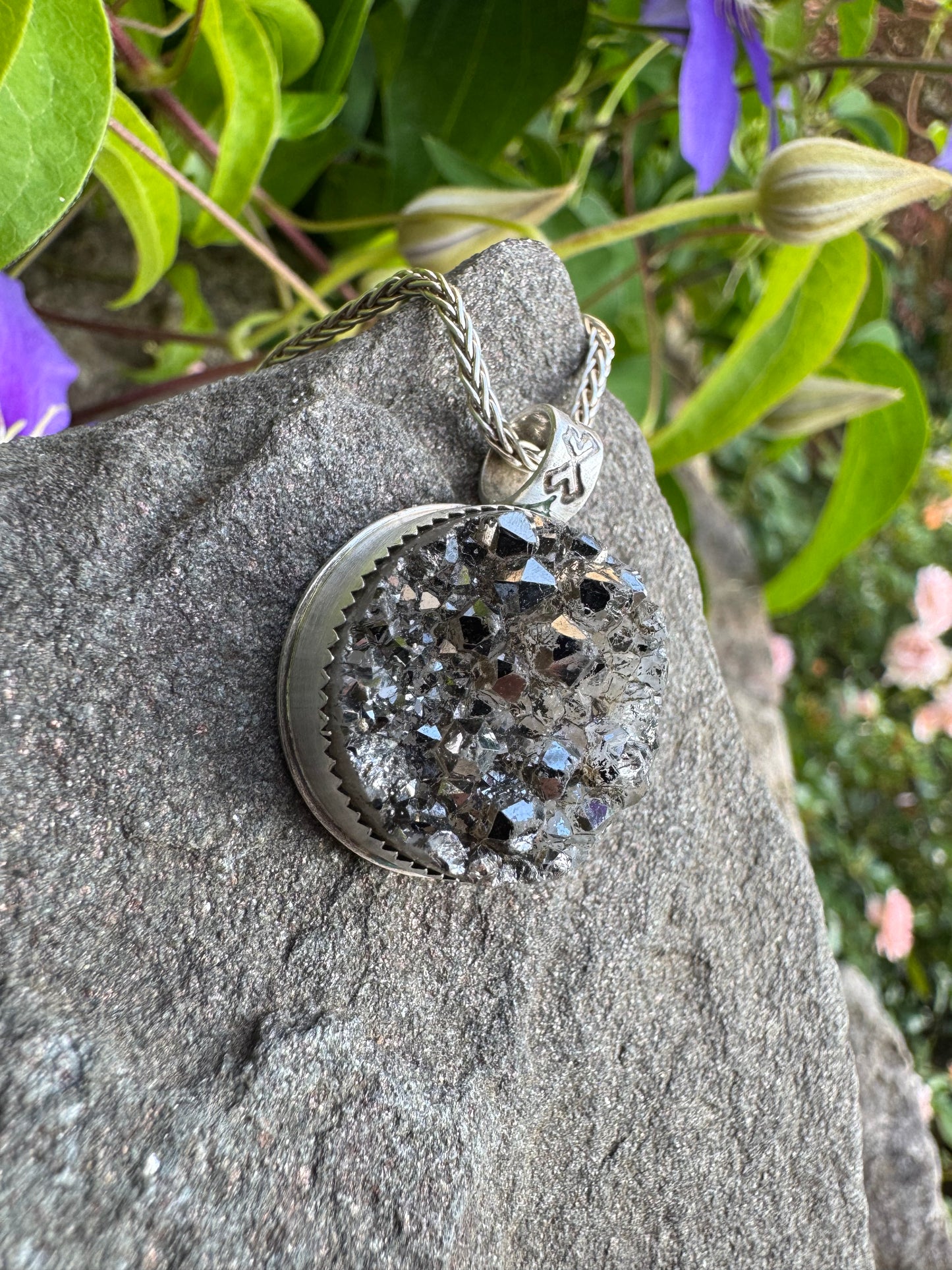 Black Pyrite Druzy Pendant