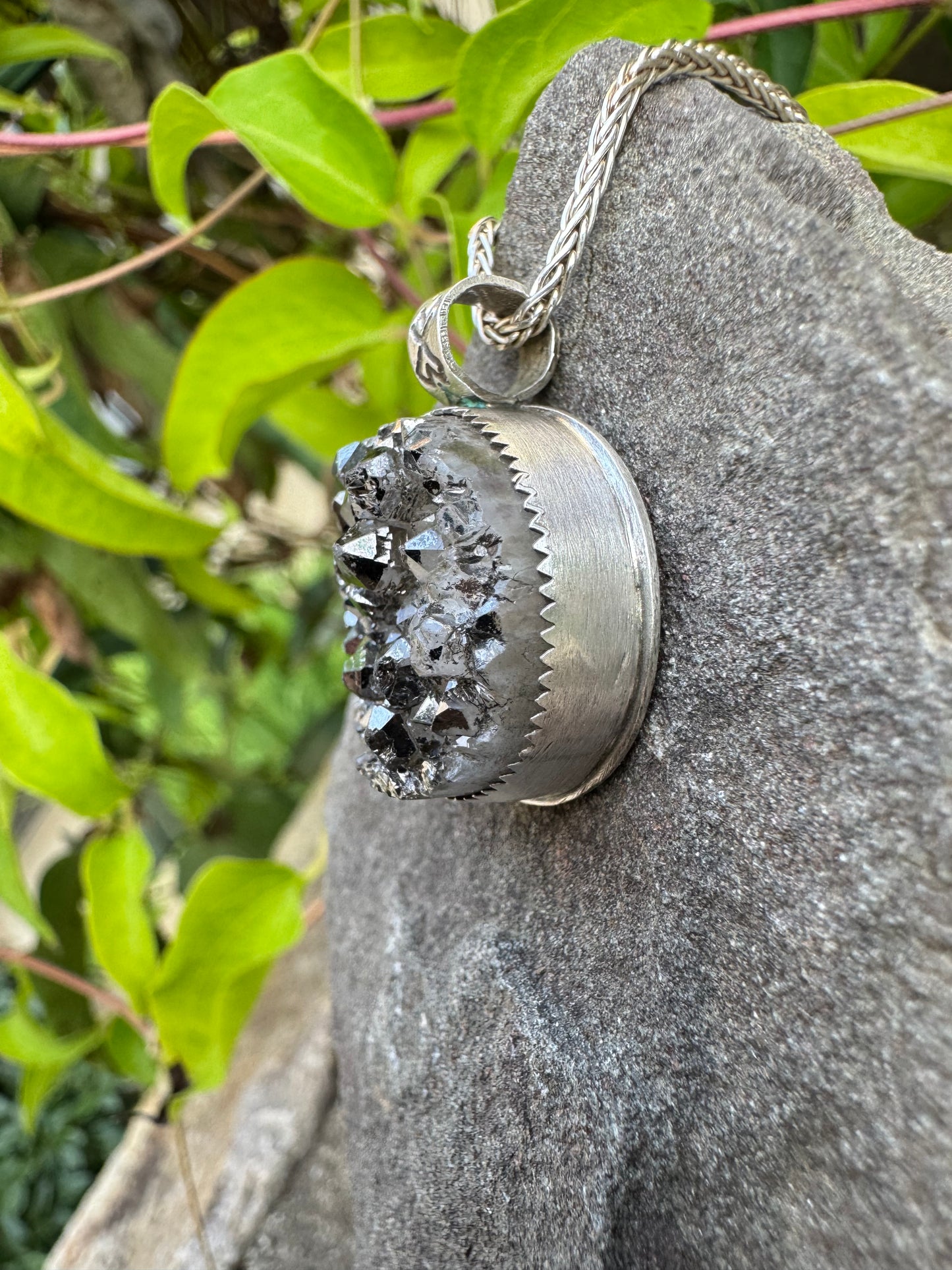 Black Pyrite Druzy Pendant