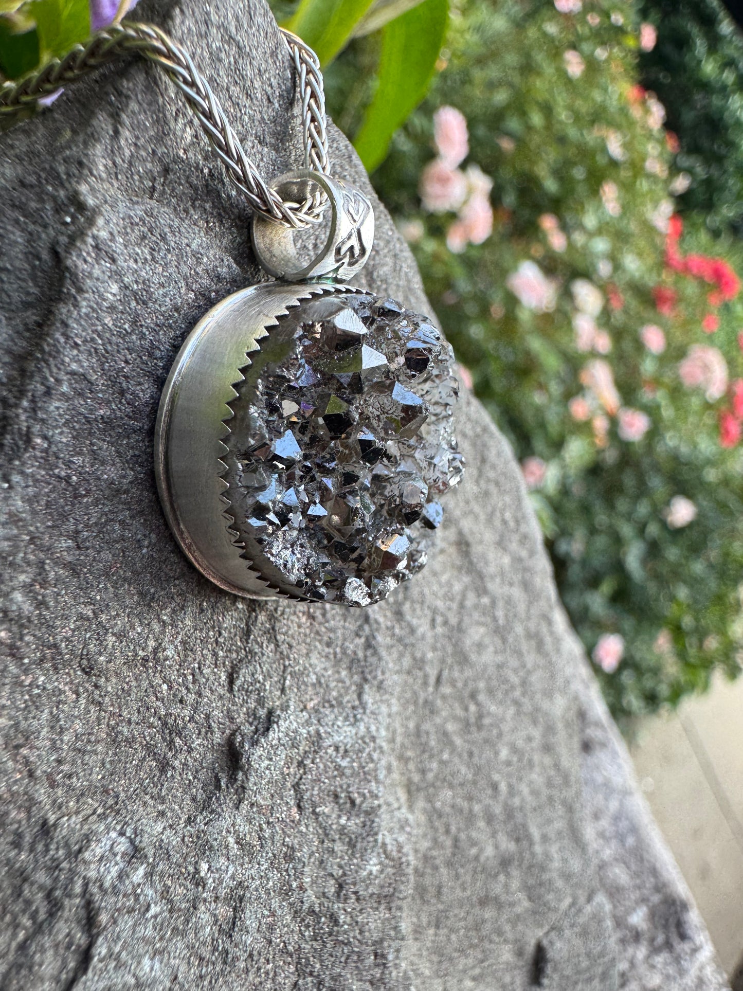 Black Pyrite Druzy Pendant
