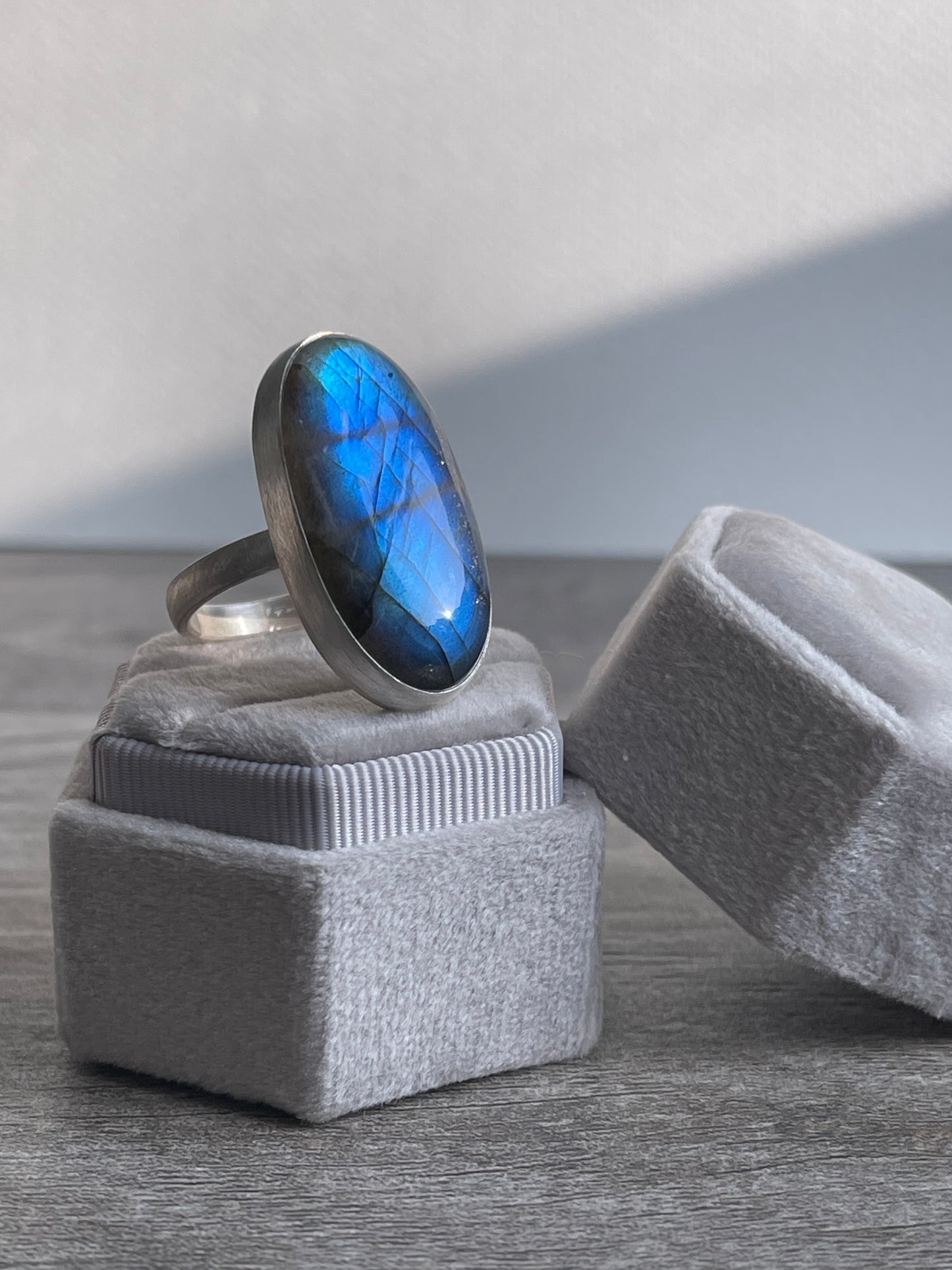 Oval Labradorite Ring - Size 9.25
