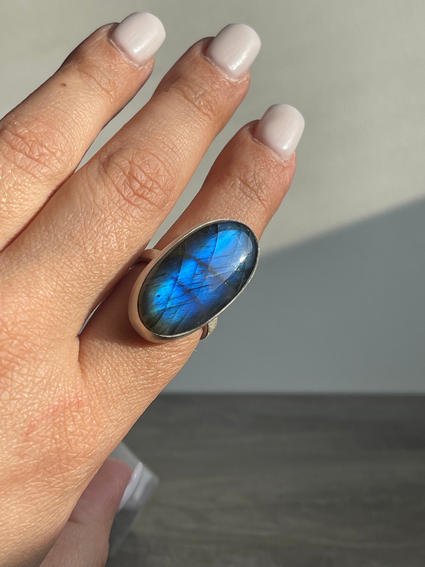 Oval Labradorite Ring - Size 9.25