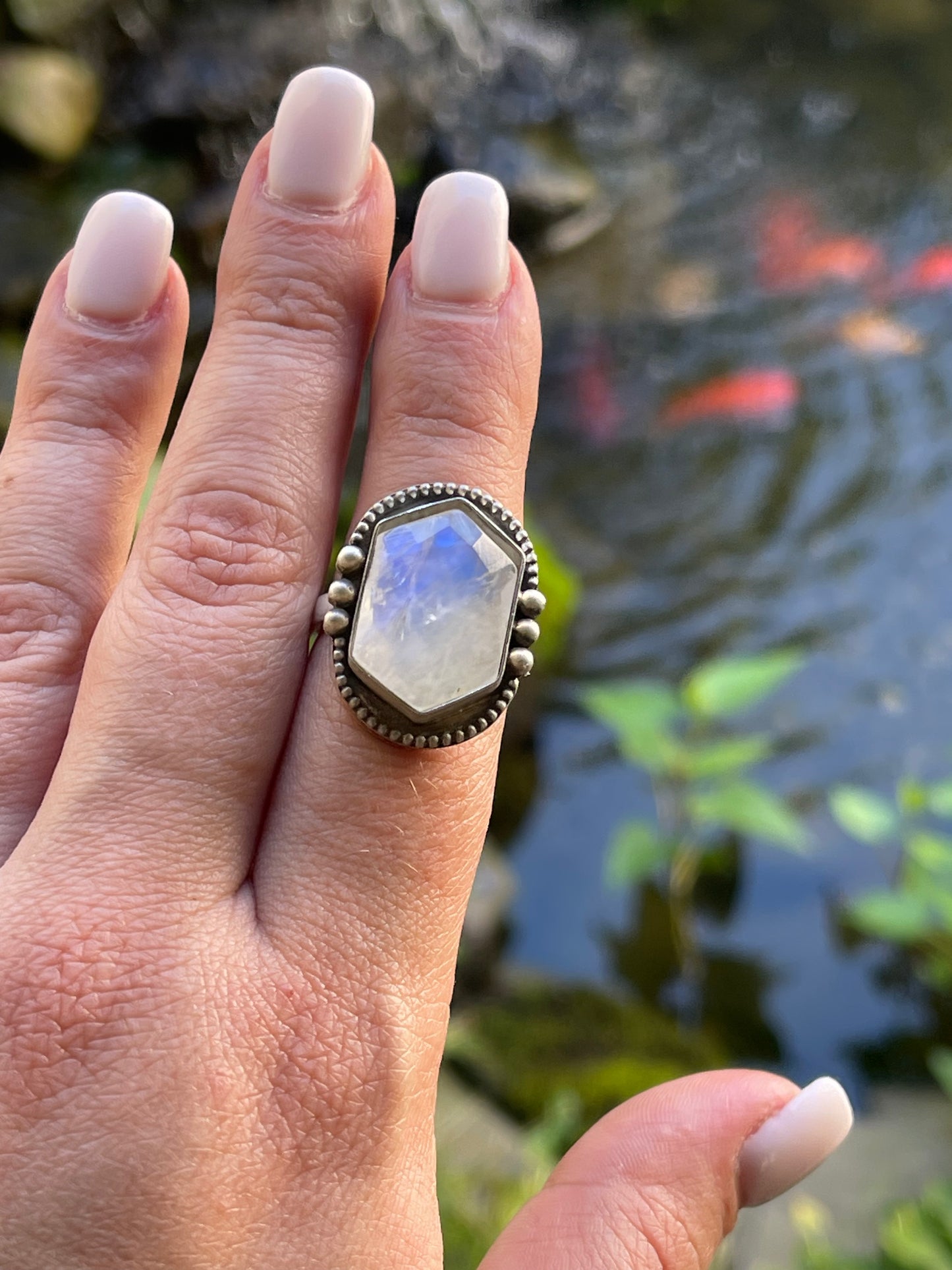 Moonstone Hexagon Ring