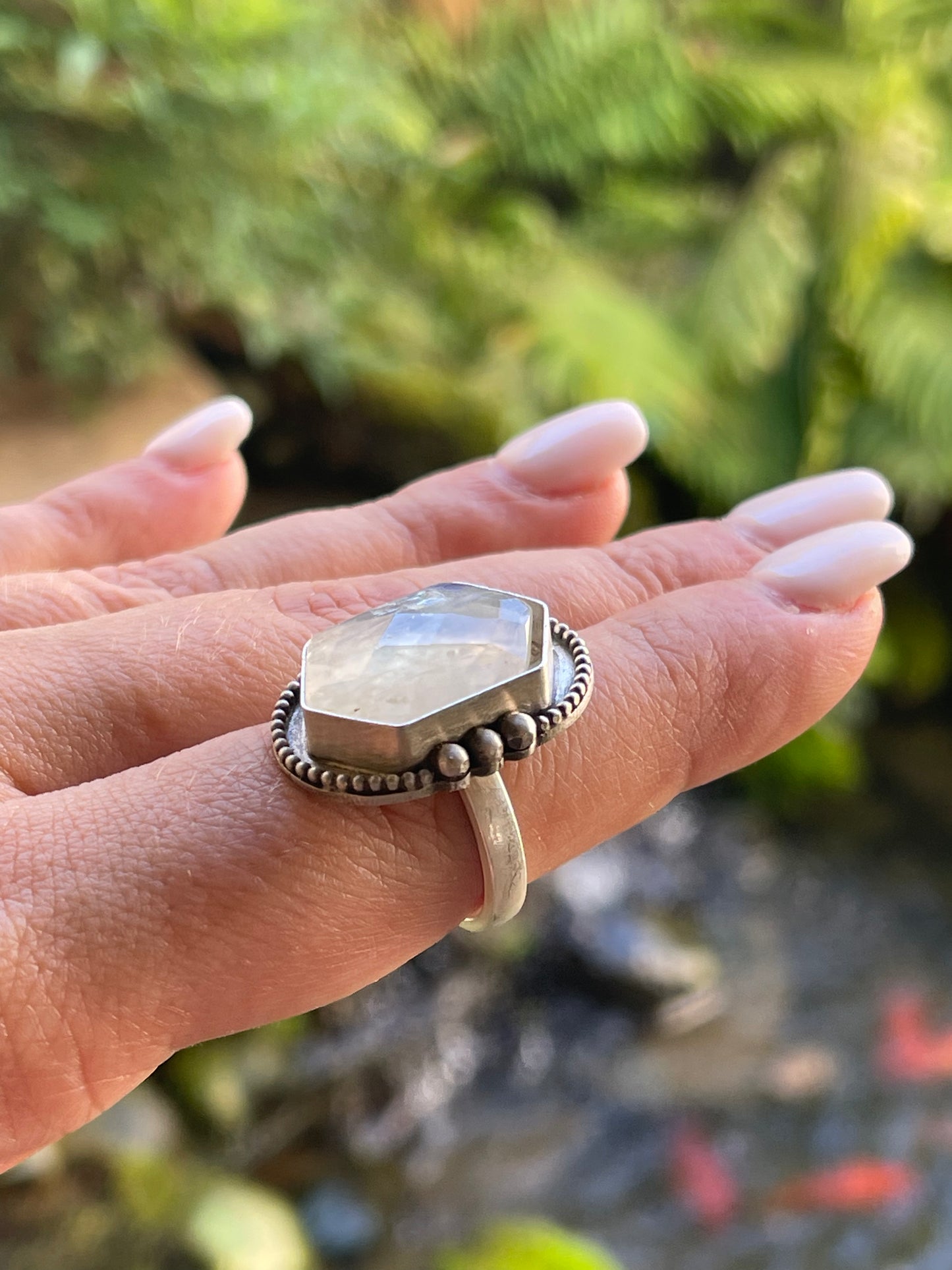 Moonstone Hexagon Ring