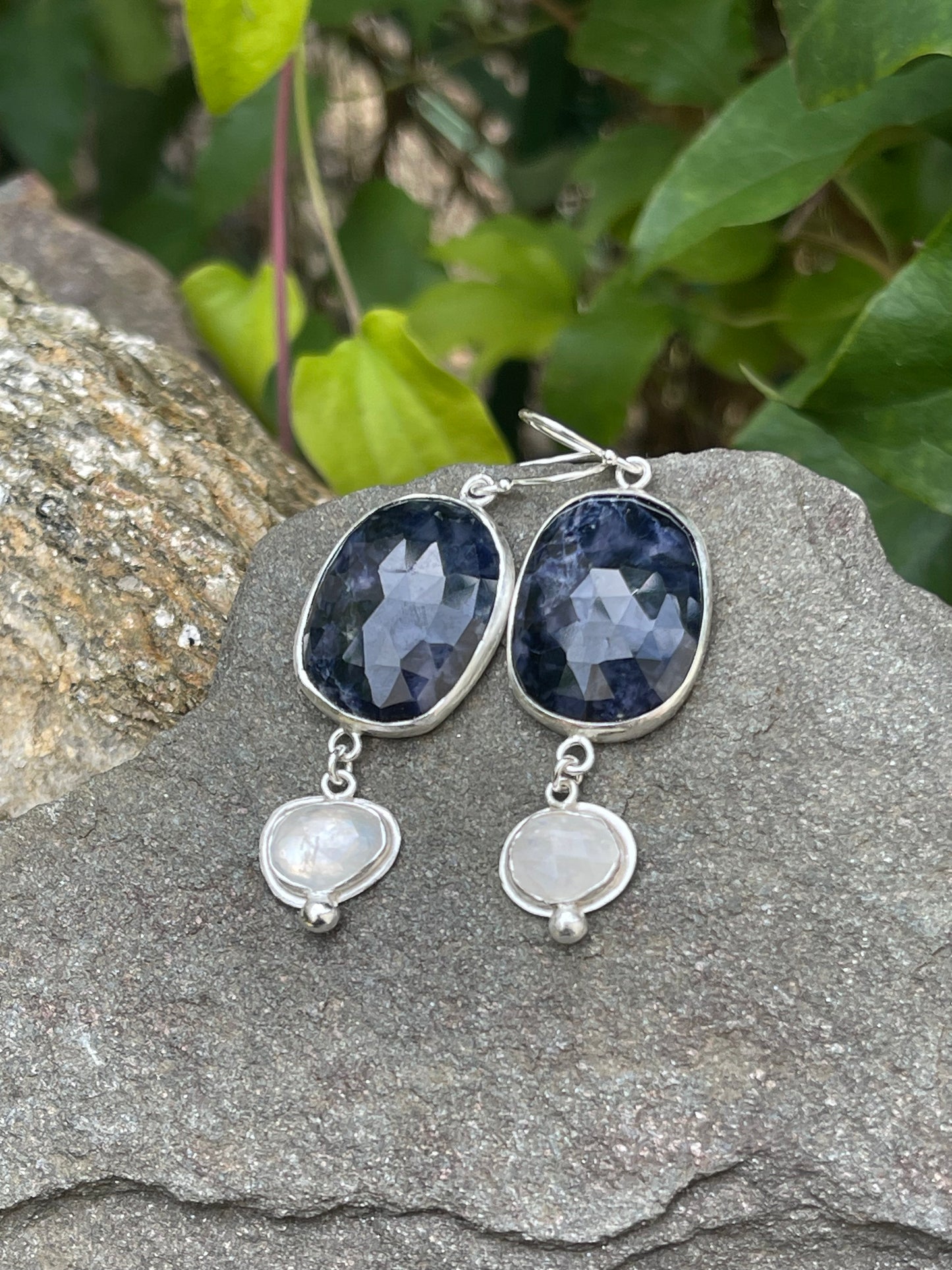 Sapphire and Moonstone Earrings