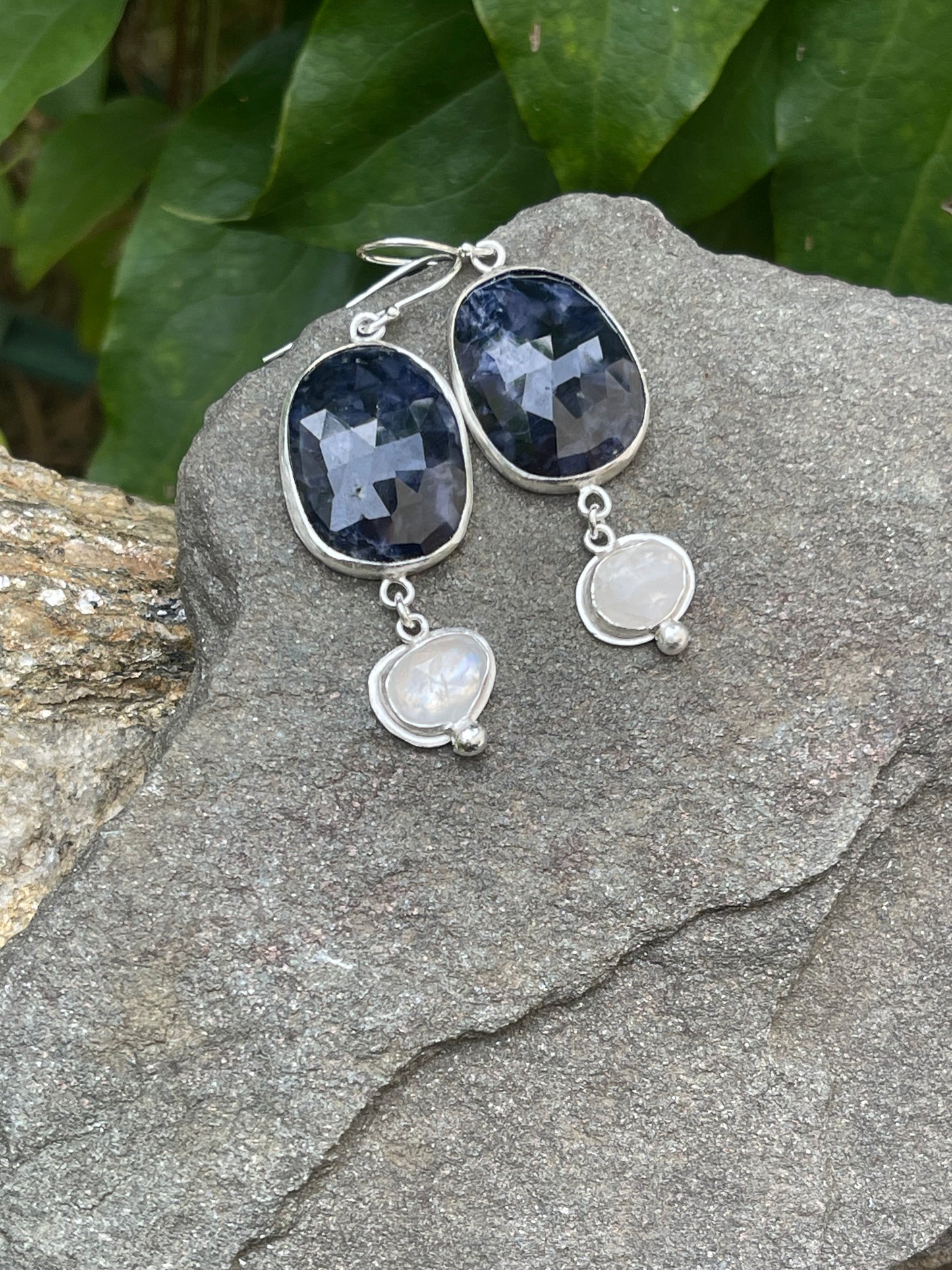 Sapphire and Moonstone Earrings