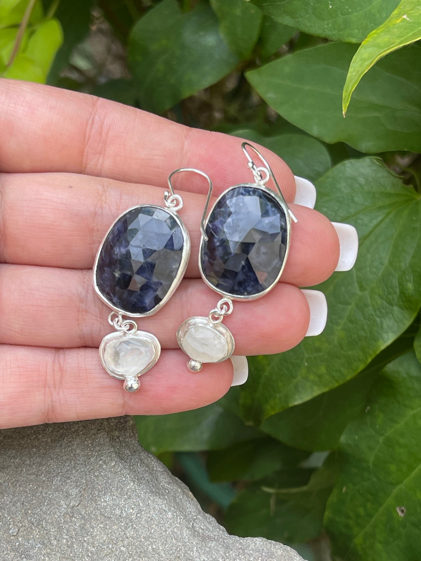 Sapphire and Moonstone Earrings