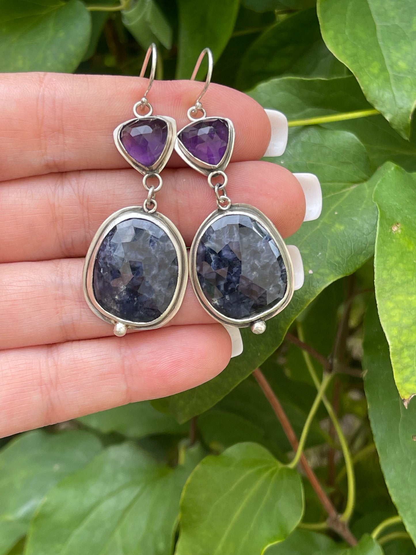 Amethyst and Sapphire Earrings